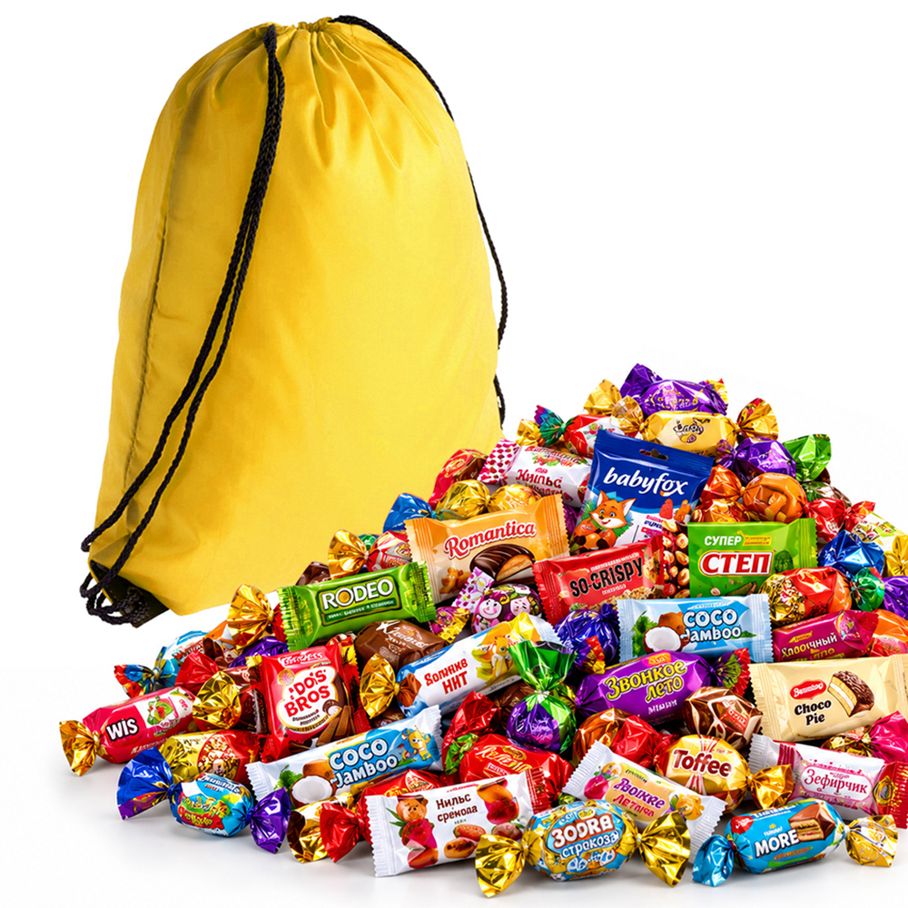 №5 РЮКЗАК СЛАДОСТЕЙ TIP 1500 грамм новогодний подарок классический, жёлтый