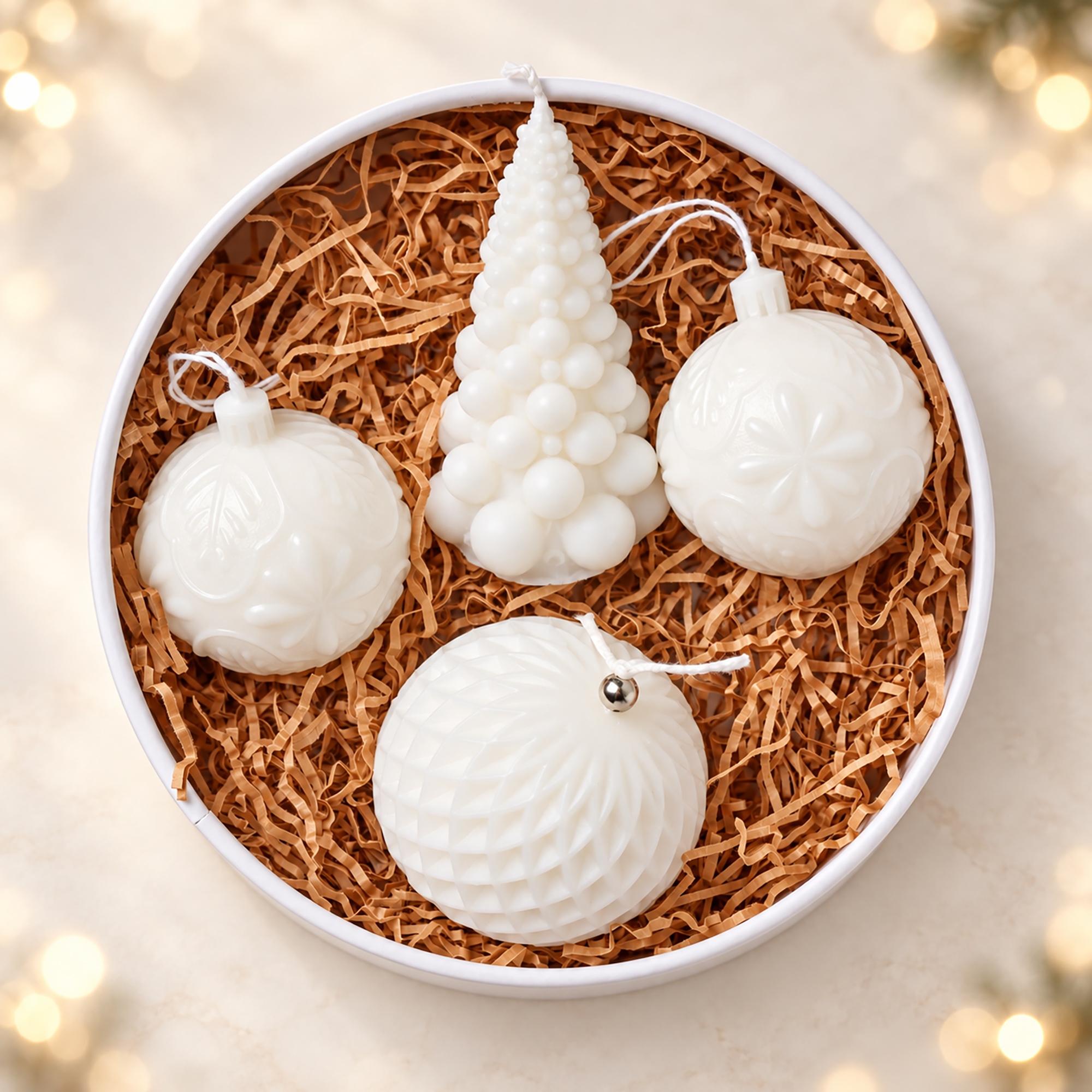 Подарочный набор свечей «Елочная коллекция», 3 шара и елочка