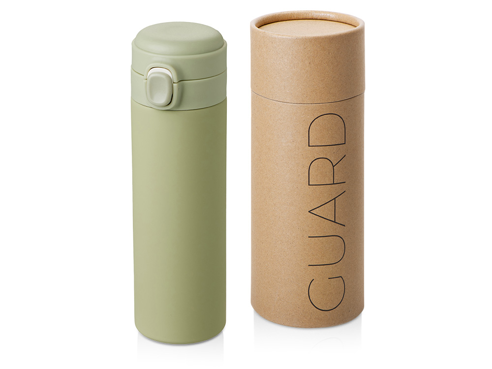 Вакуумная термокружка c кнопкой «Guard», soft-touch, 400 мл, тубус