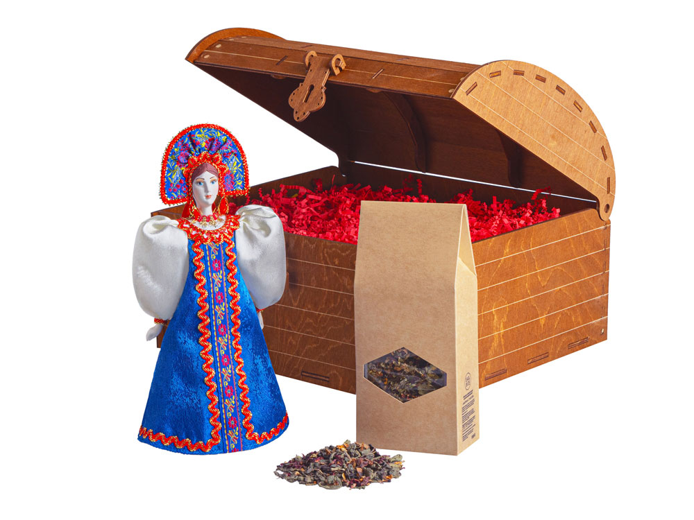 Подарочный набор: кукла фарфоровая, чай 