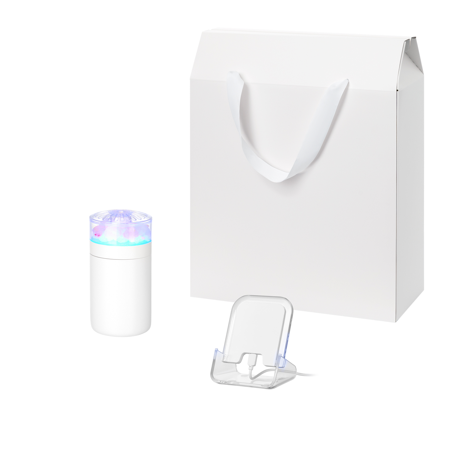 Подарочный набор Кристалл, Глосс НЕО (Crystal, Gloss NEO), белый (увлажнитель воздуха, зарядное устройство)